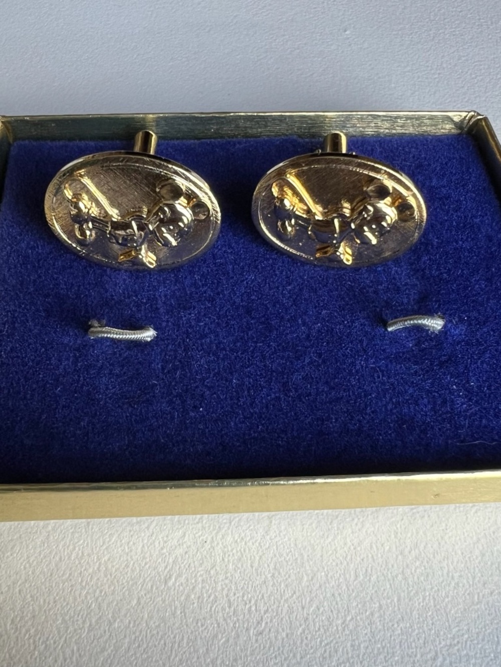 Vintage Oval Disney Mickey Mouse Gold Tone Cufflinks